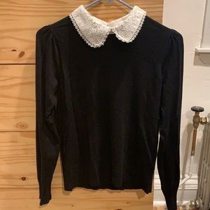 Black Peter Pan lace collar sweater, size medium